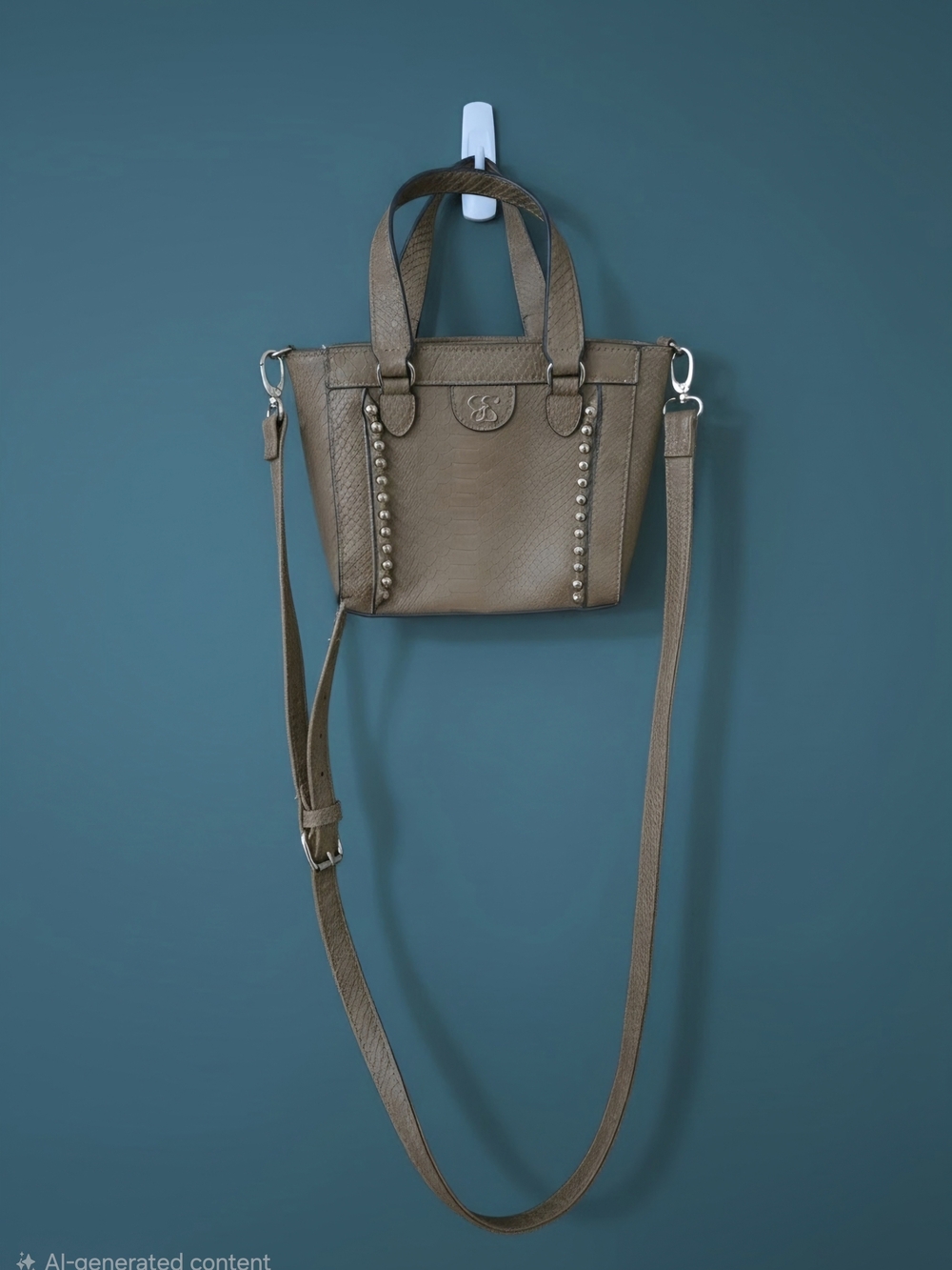 Jessica Simpson Taupe Pebbled Mini Crossbody with Stud Trim
